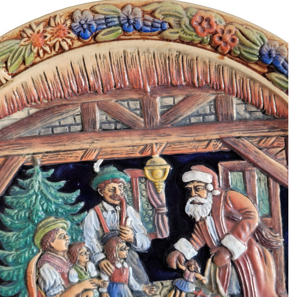 Vintage Christmas Western Germany Weihnachten Salt Glaze 1984 Wall Décor Plate - Picture 5 of 13